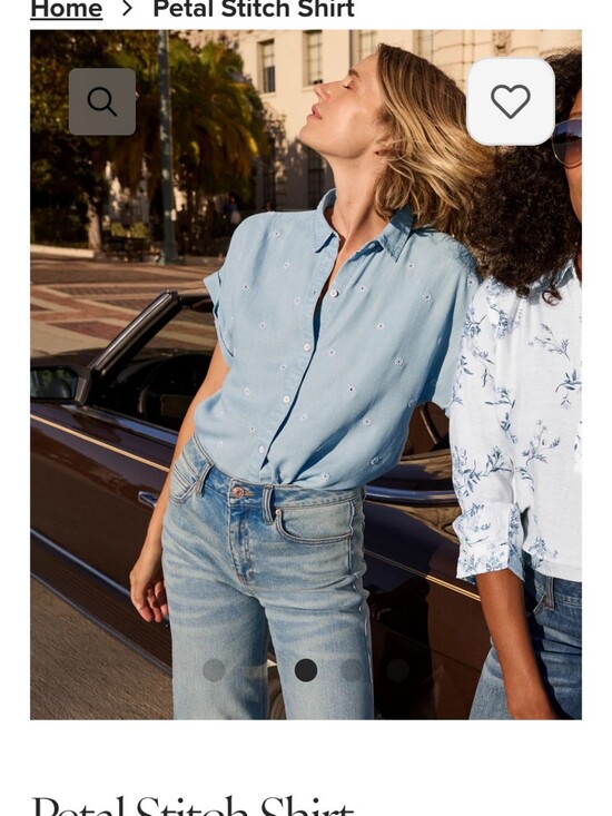 CAbi Tops - CAbi Spring '26: "Petal Stitch" Button-Front Short- Sleeved Shirt! Sz. MD - NWT!